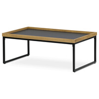 CT-611 OAK - Stôl konferenčný, MDF doska šedá s dekoratívnou hranou divoký dub, čierny kov.