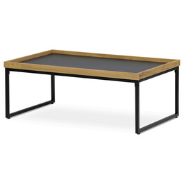 CT-611 OAK - Stôl konferenčný, MDF doska šedá s dekoratívnou hranou divoký dub, čierny kov.