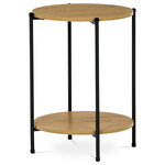 CT-G1005 OAK - Prístavný stolík, MDF, dekor divoký dub, kov, čierny lak