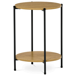 CT-G1005 OAK - Prístavný stolík, MDF, dekor divoký dub, kov, čierny lak