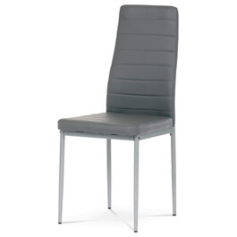 DCL-377 GREY - Stolička jedálenská, šedá koženka, šedý kov