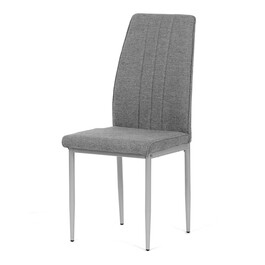 DCL-379 GREY2 - Stolička jedálenská, strieborná látka, šedé kovové nohy