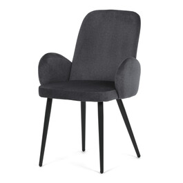 DCL-X7129 GREY2 - Stolička jedálenská, šedá látka, čierna kovová noha