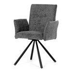 DCH-W1117 GREY2 - Stolička jedálenská, šedá látka, čierny kov, otočný mechanizmus 90 ° / 90 ° (L / P) - funkcia reset