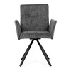 DCH-W1117 GREY2 - Stolička jedálenská, šedá látka, čierny kov, otočný mechanizmus 90 ° / 90 ° (L / P) - funkcia reset