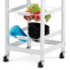 DR-043 - Servírovací stolík / regál, doska masív bambus, MDF, biely matný lak, pojazd