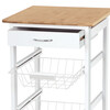 DR-043 - Servírovací stolík / regál, doska masív bambus, MDF, biely matný lak, pojazd