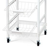 DR-043 - Servírovací stolík / regál, doska masív bambus, MDF, biely matný lak, pojazd