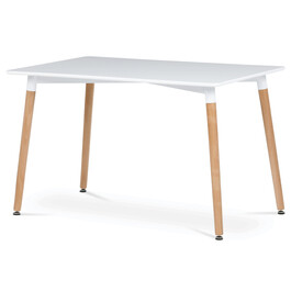 DT-304 WT - Jedálenský stôl 120x80x74 cm, MDF / kovová konštrukcia - biely matný lak, drevené nohy