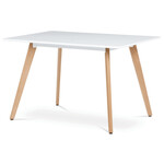DT-313 WT - Jedálenský stôl 120x80x74 cm, MDF, biely matný lak, masív buk