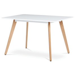 DT-313 WT - Jedálenský stôl 120x80x74 cm, MDF, biely matný lak, masív buk