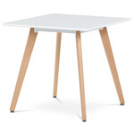 DT-312 WT - Jedálenský stôl 80x80x74 cm, MDF, biely matný lak, masív buk
