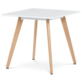 DT-312 WT - Jedálenský stôl 80x80x74 cm, MDF, biely matný lak, masív buk