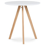 DT-320 WT - Jedálenský stôl okrúhly 70x70x75 cm, doska MDF biely matný lak, nohy masív buk,