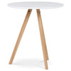 DT-320 WT - Jedálenský stôl okrúhly 70x70x75 cm, doska MDF biely matný lak, nohy masív buk,