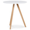 DT-320 WT - Jedálenský stôl okrúhly 70x70x75 cm, doska MDF biely matný lak, nohy masív buk,