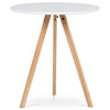 DT-320 WT - Jedálenský stôl okrúhly 70x70x75 cm, doska MDF biely matný lak, nohy masív buk,