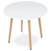 DT-306 WT - Stôl jedálenský, 90x90x74 cm, MDF - biely matný lak, kovová konštrukcia, drevené nohy