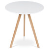 DT-320 WT - Jedálenský stôl okrúhly 70x70x75 cm, doska MDF biely matný lak, nohy masív buk,