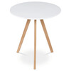 DT-320 WT - Jedálenský stôl okrúhly 70x70x75 cm, doska MDF biely matný lak, nohy masív buk,