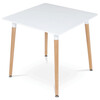 DT-303 WT - Jedálenský stôl 80x80x74 cm, MDF / kovová konštrukcia - biely matný lak, drevené nohy