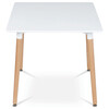 DT-303 WT - Jedálenský stôl 80x80x74 cm, MDF / kovová konštrukcia - biely matný lak, drevené nohy