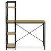 GD-512 OAK - Stôl pracovný s regálom, MDF, dekor dub, čierny kov