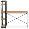 GD-520 OAK - Stôl písací s regálom, MDF, dekor dub, čierny kov
