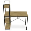 GD-512 OAK - Stôl pracovný s regálom, MDF, dekor dub, čierny kov