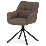 HC-532 BR2 - Stolička jedálenská, hnedá látka, otočný mechanizmus 90 ° / 90 ° (L / P),čierny kov