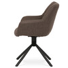 HC-532 BR2 - Stolička jedálenská, hnedá látka, otočný mechanizmus 90 ° / 90 ° (L / P),čierny kov