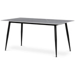 HT-406M GREY - Stôl jedálenský 160x90x76 cm, doska spekaný kameň v imitácii matného mramoru, čierne kovové nohy