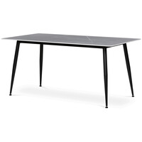 HT-406M GREY - Stôl jedálenský 160x90x76 cm, doska spekaný kameň v imitácii matného mramoru, čierne kovové nohy