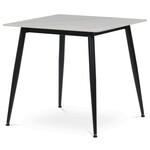 HT-398M WT - Stôl jedálenský 80x80 cm, keramická doska biely mramor, čierne kovové nohy