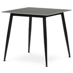 HT-398M GREY - Stôl jedálenský 80x80 cm, keramická doska šedý mramor, čierne kovové nohy