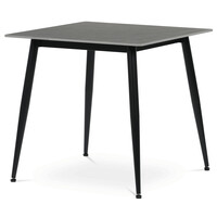 HT-398M GREY - Stôl jedálenský 80x80 cm, keramická doska šedý mramor, čierne kovové nohy