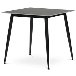 HT-398M GREY - Stôl jedálenský 80x80 cm, keramická doska šedý mramor, čierne kovové nohy