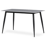 HT-403M GREY - Stôl jedálenský 130x70x76 cm, doska spekaný kameň v imitácii matného mramoru, čierne kovové nohy