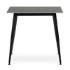 HT-398M GREY - Stôl jedálenský 80x80 cm, keramická doska šedý mramor, čierne kovové nohy