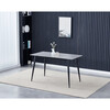 HT-403M GREY - Stôl jedálenský 130x70x76 cm, doska spekaný kameň v imitácii matného mramoru, čierne kovové nohy