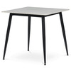 HT-398M WT - Stôl jedálenský 80x80 cm, keramická doska biely mramor, čierne kovové nohy
