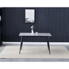 HT-403M GREY - Stôl jedálenský 130x70x76 cm, doska spekaný kameň v imitácii matného mramoru, čierne kovové nohy