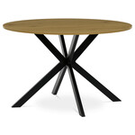 HT-F4120 OAK - Stôl jedálenský okrúhly, 120x75 cm, MDF divoký dub, čierne kovové nohy