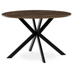 HT-F4120 OLW - Stôl jedálenský okrúhly, 120x75 cm, MDF staré drevo, čierne kovové nohy
