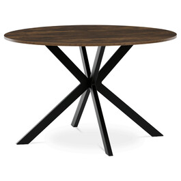 HT-F4120 OLW - Stôl jedálenský okrúhly, 120x75 cm, MDF staré drevo, čierne kovové nohy
