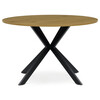 HT-F4120 OAK - Stôl jedálenský okrúhly, 120x75 cm, MDF divoký dub, čierne kovové nohy