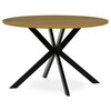 HT-F4120 OAK - Stôl jedálenský okrúhly, 120x75 cm, MDF divoký dub, čierne kovové nohy