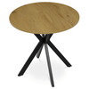 HT-F4108 OAK - Stôl jedálenský okrúhly, 80x75 cm, MDF divoký dub, čierne kovové nohy