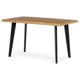 HT-F4413 OAK - Stôl jedálenský, 130x80x75 cm, MDF doska, dekor divoký dub, kov, čierny lak