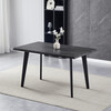 HT-F4413 GREY - Stôl jedálenský, 130x80x75 cm, MDF doska, dekor šedý dub, kov, čierny lak